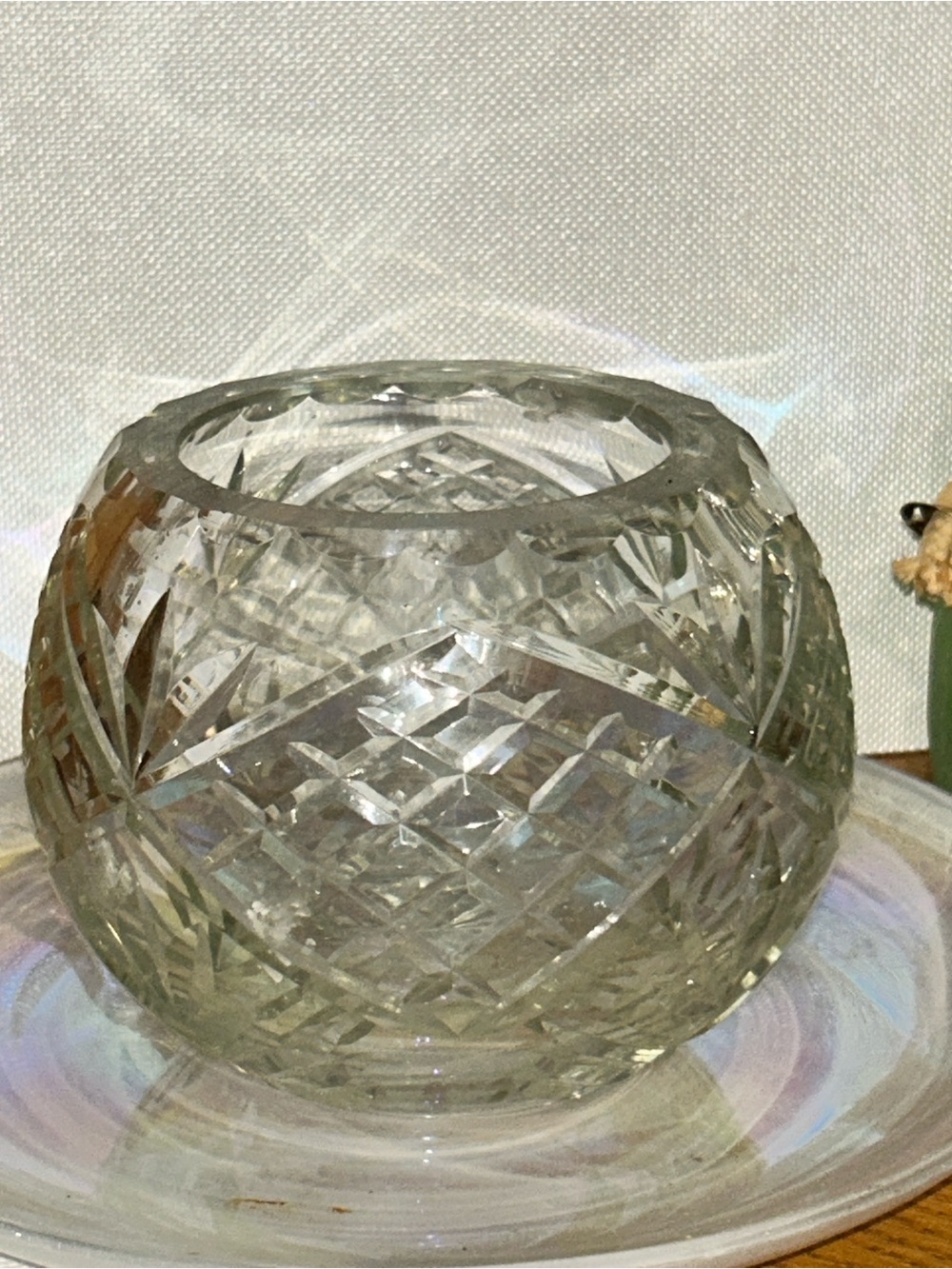 HEAVY Cut Crystal Glass Round Votive Candle Holder let Potpourri Candy Dish